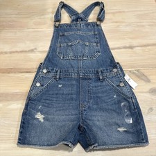 NWT GAP Girls Kids Bib Denim Jean Distressed Overall Shorts XL Regular