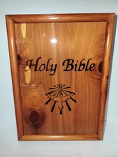 Holy Bible Dove of Peace King James Version in Wooden Cedar Box Case Union Made