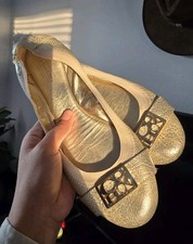 Coach Dora Size 7B Gold Metallic Leather Balletcore Slip On Flats
