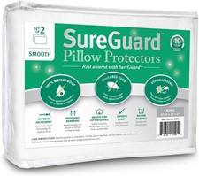 Set of 2 King Size SureGuard Pillow Protectors 100 Waterproof Bed Bug Proof