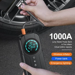 Portable Air Pump Air Compressor Battery Booster LED Car Jump Starter Power Bank