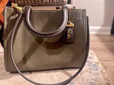 Coach Rogue 25 Olive Green Leather Shoulder H...