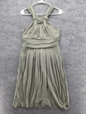 LOFT Sundress Womens 6 Green Halter Knee Length Knit Rayon Summer Casual Dress