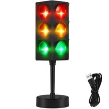 Traffic Light Lamp Color Change 11 Inch Mini Stop Light Lamp Room Decor USB C...