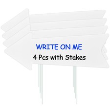 4 Pack 17x6 Inch Blank Arrow Signs with Stakes for Wedding Birthday Garage Sale