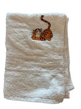 Asciugamano da bagno design ricamo tigre panna 