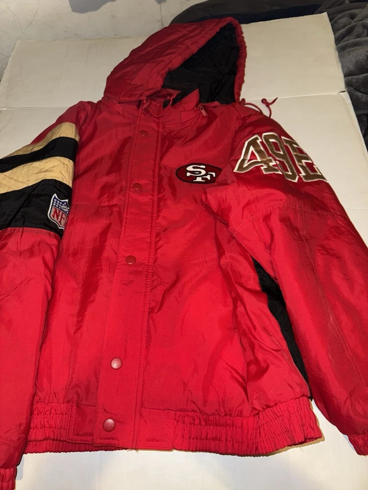 Abrigo Chaqueta con Capucha San Francisco 49ers Starter Años 90 XL De Colección Clásico Equipo NFL Foto 3 de 4