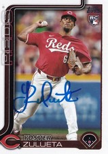 YOSVER ZULUETA SIGNED AUTO'D 2025 TOPPS CARD #372 CINCINNATI REDS MARINERS