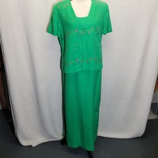 Jessica Howard 10 Dress-Jacket 2 pc. Set Linen Blend Embroidered Vintage Cottage