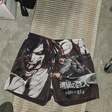 Youngla Attack On Titan AoT Shorts Levi X Eren Size L Large REVERSIBLE NWT NEW