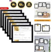 8.5 x 11 Frame Certificate Document Frame Set of 6 Wall and Tabletop Black