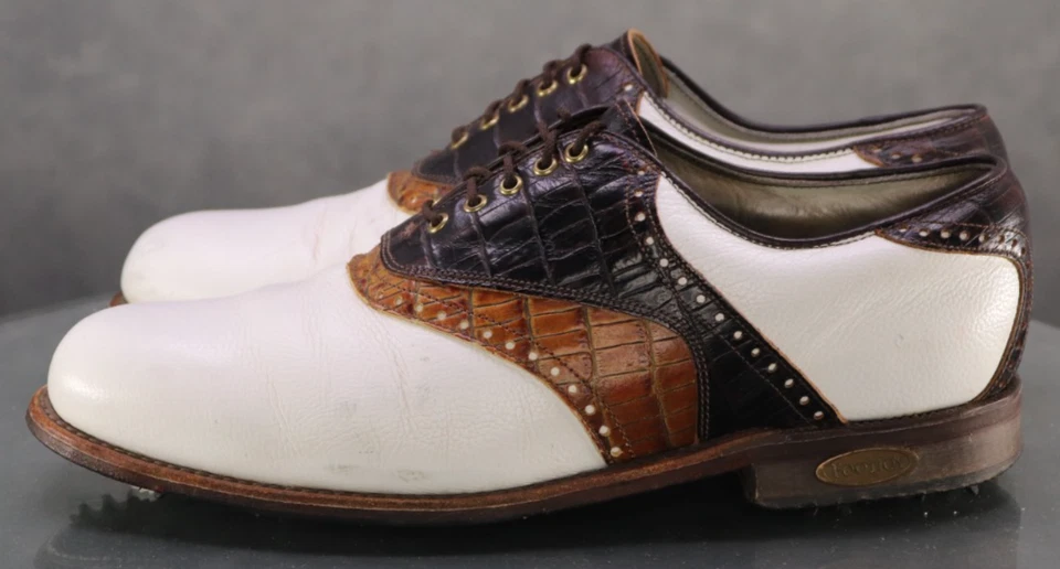 FootJoy Classic Dry Men's Waterproof Golf Shoes Size 10.5 M Crocodile Print - Image 2 of 4