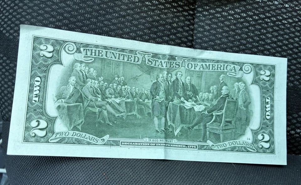 2003A Series E $2 Dollar Bill 1776 Declaration of Independence On Back - Image 2 of 2