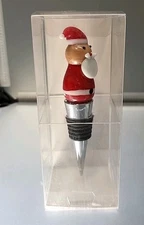 2024 Elements Holiday Glass Santa Wine Bottle Stopper