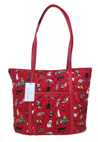 Neu Neu mit Etikett Vera Bradley Urlaub Katzen Kätzchen Weihnachten kleine getrimmte Beuteltasche Handtasche ROT - Bild 16 von 16