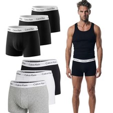 Calvin Klein Men  s 3 Pack Black Trunks Cotton Stretch Boxer Briefs S-XL   New