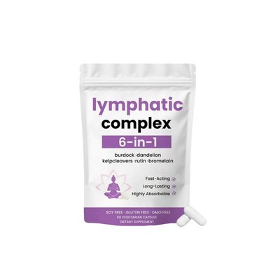 6-in-1 Lymphatic Complex Drainage Supplement Dandelion Burdock Bromelain KelpoI