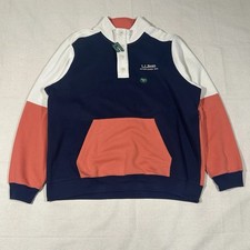 L.L.Bean Colorblock Pullover Sweatshirt Mens XL NWT Quarter Button