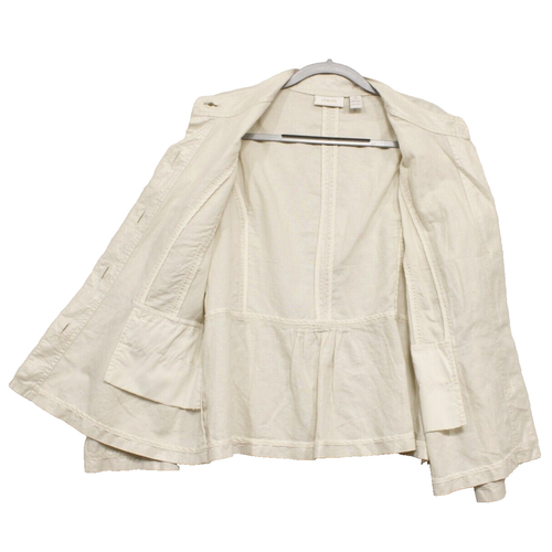 Giacca blazer Chico's misto lino colletto mandarino avorio metallizzato donna XL ufficio - Foto 4 di 13