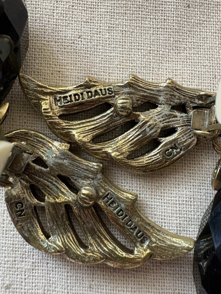 ✨ HEIDI DAUS Angel Wing Earrings - Aurora Swarovski Crystals & Black Jet✨ - Image 4 of 4