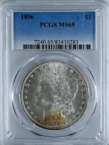 1896 MORGAN PCGS Graded MS65 $1 Silver Dollar Coin MS 65 #7240