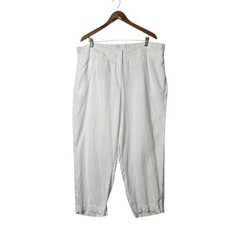 Chico's 100 Linen Cropped Wide Leg Pants sz 3.5 XL-18 White Zip Front Beach