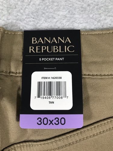 Banana Republic Pants Men’s 30x30 5 Pocket Stretch Slim Straight Tan Preppy NWT - Picture 6 of 13