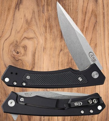 CASE XX 25880 MARILLA FLIPPER KNIFE CPM-S35VN BLACK ALUMINUM with G10 INLAY