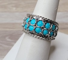 Atelier Sterling Silver Turquoise Cabochon Wide Band Ring   9.50g   Size 7 - 187