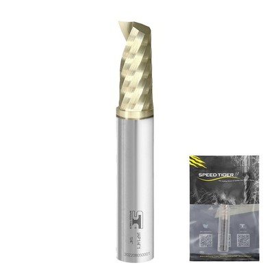 SPEED TIGER Solid Carbide Spiral O Single Flute End Mill, 1/8'' Cutting Diameter,