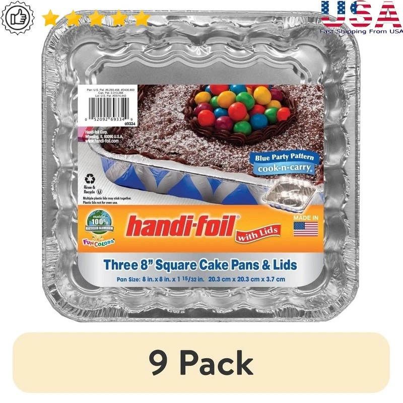 Aluminum Cake Pans W/ Lids Set Disposable Baking Casseroles & Desserts New