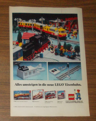Seltene Werbung LEGO Trains Eisenbahn 7740 Trans-Europa-Express 7750 Lok 1982