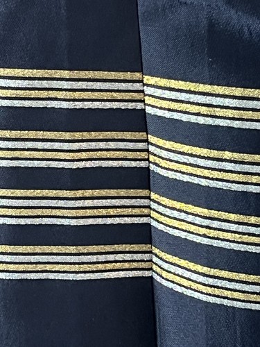 LILLY PULITZER Virginia Navy Dress Silver/Gold Metallic Stripe Jewels Sz 12 - Picture 7 of 11
