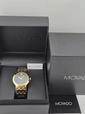 $1195 MSRP | Movado Men's Veturi Black Dial Stainless Steel Watch - 0607417 NEW