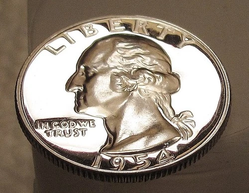 1954 Gem Proof Quarter 90% SILVER  * CAMEO * Blazing Mirrored Surfaces #114  ~11