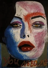 Modern Art - Portrait - Oil Chalk On A4 Paper, Modern Art 