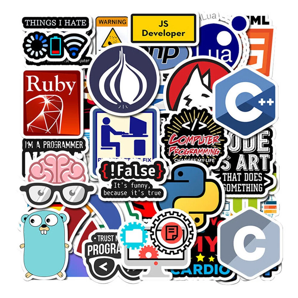 50pz/Confezione Programmatori Hacker Linux Python Adesivo per Frigo Laptop PC Sticker - Immagine 3 di 4