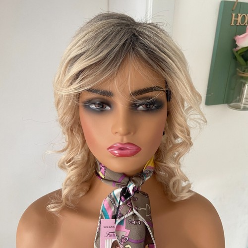 Bewurzelte dunkelbraune blonde Kunsthaarperücke Damen weich natürlich täglicher Gebrauch - Bild 2 von 11