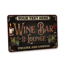 Personalized Wine Bar Sign Rustic Bar and Lounge Decor Wine Cellar 108122002187
