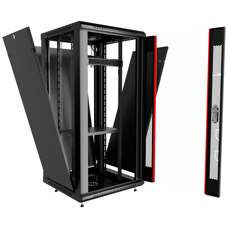 22u Stackable Network Rack 22U Server Rack Locking Network Cabinet Data Enclosure with PDU-Feet ...