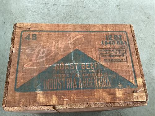 VINTAGE Wooden LIBBY'S FOOD ROAST BEEF MEAT CRATE BOX McNEIL NY USA Argentina - Picture 4 of 6