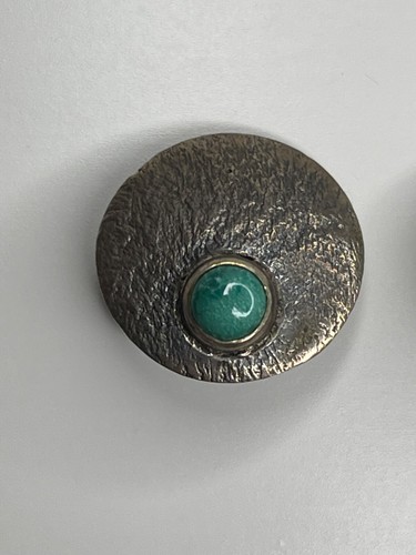 Vintage Modernist Gustav Hauber German 835 Silver Turquoise Clip On Earrings - Picture 3 of 13
