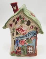 Blue Sky Candle Holder Tealight Love Lives Here Home Decor Cats Ceramic