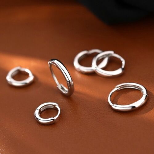 Surgical Steel Small Round Huggie Hoop Earrings Trendy Jewelry Gift For Her/Him - Picture 1 of 15