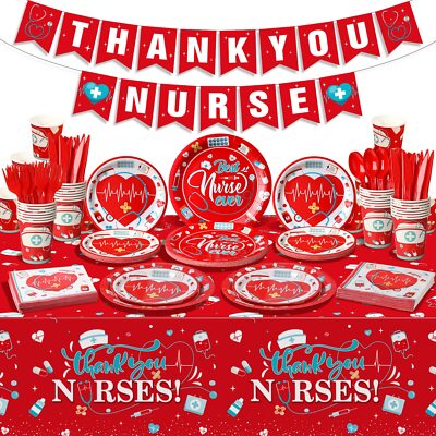 178Pcs Nurse Graduation Nurses Week party supplies Set,Disposable Thank You N...