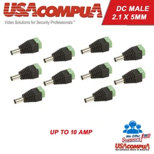 10 pcs DC Male Power Jack Connector Plug Adapter for CCTV Camera  2.1x5.6mm  10A