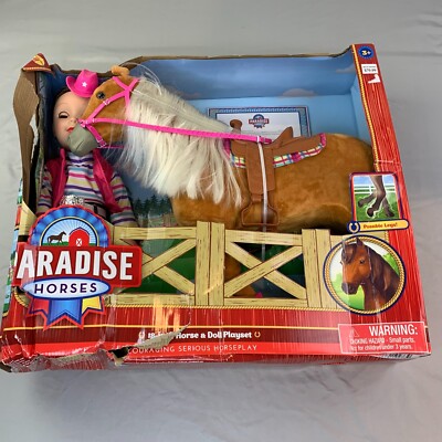 Paradise Horses 18  Horse and Brunette Doll Deluxe Playset New Damaged Box