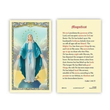 Laminated Magnificat Mary Our Lady of Grace Holy Prayer Card Catholic
