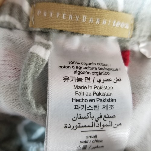 Pottery Barn Pajama Set Teen S Gray Smiley Face Santa Flannel 2 Piece Christmas - Picture 9 of 11