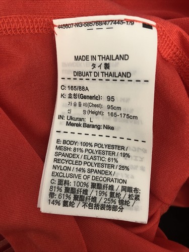 NIKE Ladies Orange Singlet Workout. Size L - Picture 6 of 7